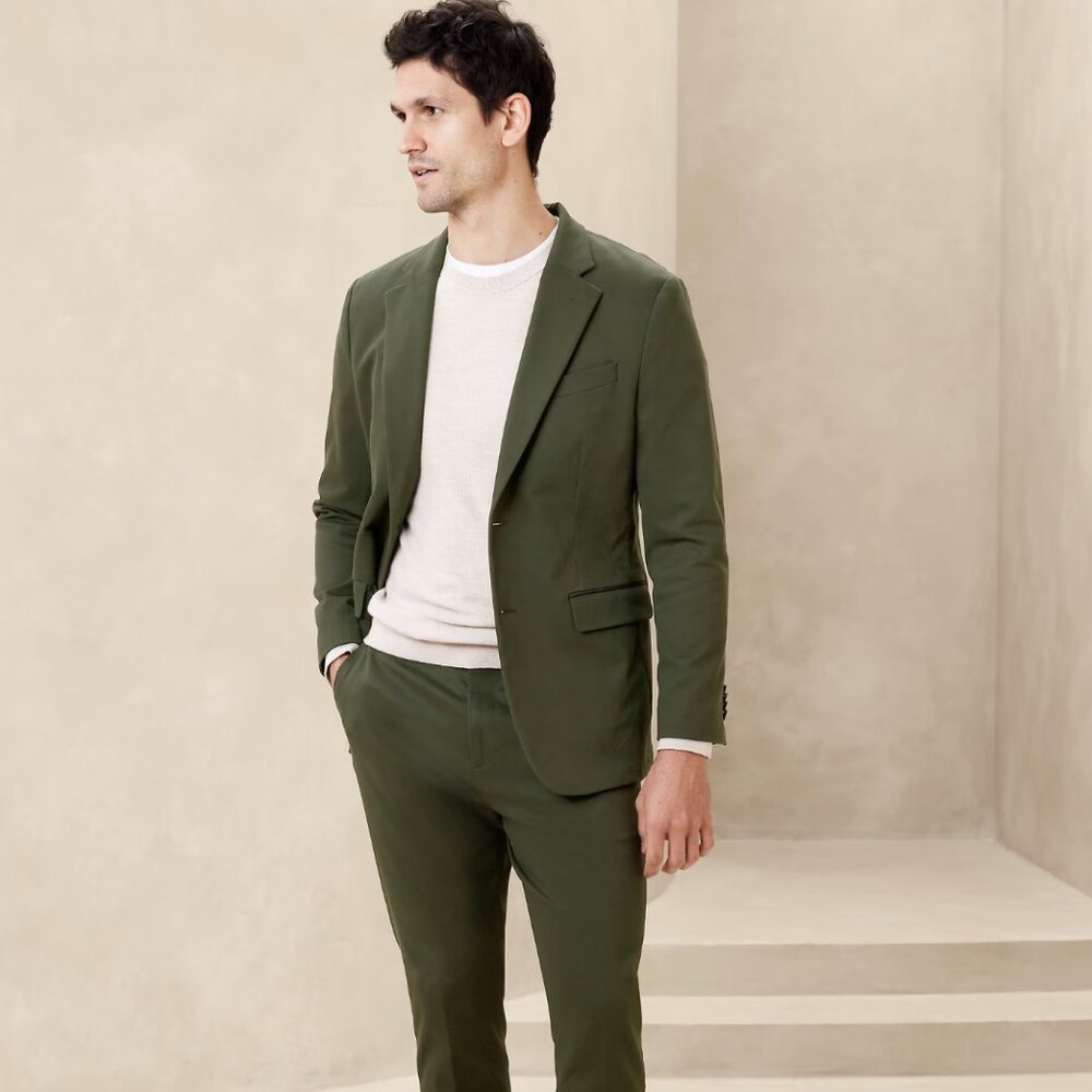 Banana Republic Factory Full Chino Suit - Olive